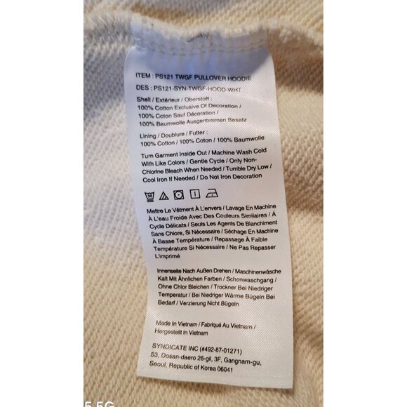 Peloton Logo Cream Pullover Hoodie L 100% Cotton Made In Vietnam - Picture 5 of 6